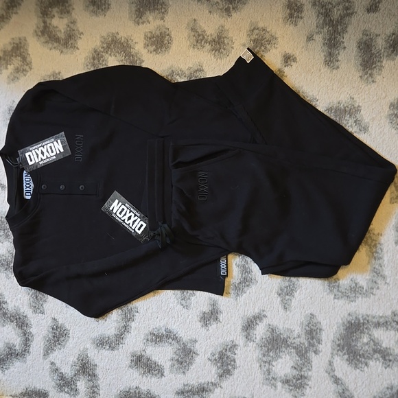 Dixxon Waffle Knit Long Sleeve Crop Tee And Jogger Set Black NWT SZ XS - Picture 1 of 10